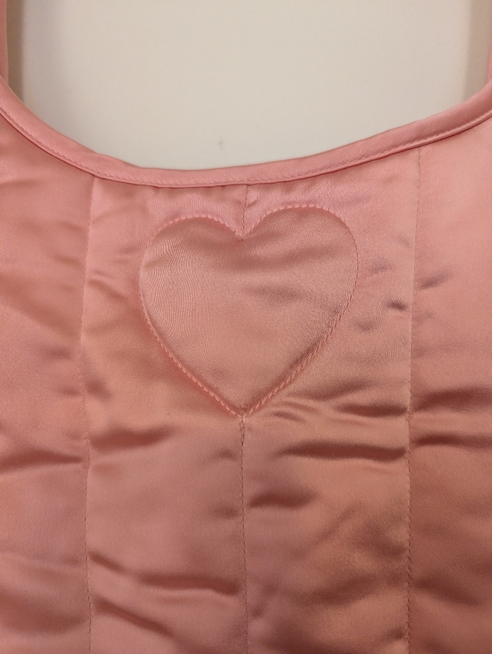 Pink Quilted Satin Corset Tank with Heart Detail - Picture 4 of 11